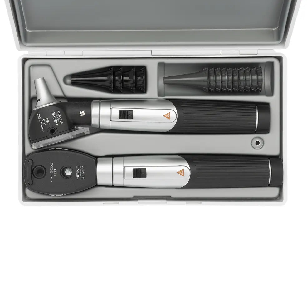 HEINE Optotechnik mini 3000 Set LED - Ophthalmoskop + Otoskop (F.O.) + 2 Batteriegriffe HEINE Optotechnik