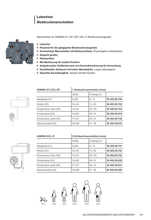 Latexfreie Blutdruckmanschetten